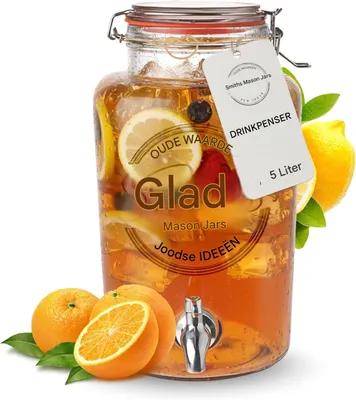 Produktbild von Drinksdispenser 1 Stück, Glas Behälter Mit Edelstahl Zapfhahn, Für Kalte Und Warme Getränke