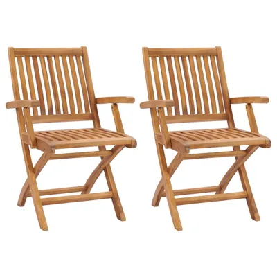 Image de The Living Store Chaises de jardin pliantes 2 pcs. Bois massif teck