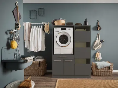 Produktbild von Waschmaschinenumbauschrank >LAUNDREEZY< in anthrazit - 117,5x162x67,5 (BxHxT)