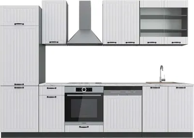 Produktbild von Küchenzeile Vicco Fame-Line Weiß Landhaus/Anthrazit 300 cm , AP Marmor, Model 42571
