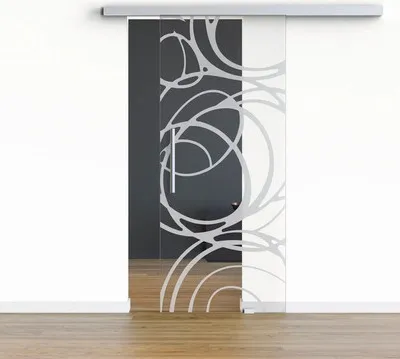 Produktbild von Pertura Glasschiebetür Komplettset Glera Mystic 01 775x2175 mm Rechts inkl.Beschlag Selir Aluminium natur,Stangengriff