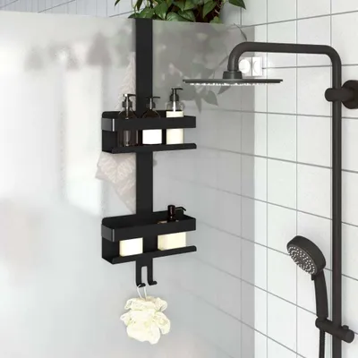 Produktbild von Möbel Duschcaddy Hängend Mattschwarz Gebürsteter Edelstahl 304 - Wandregale &47772