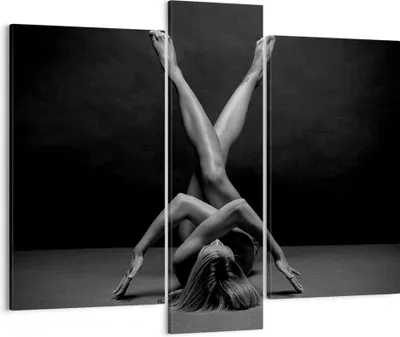 Produktbild von Bild auf Leinwand - Leinwandbild - 3 Teile - Frau Gymnastik Yoga - 95x80cm - Wand Bild - Wanddeko - Wandbilder - Leinwanddruck - Bilder - Wanddekoration - Leinwand bilder - Wandbild - CB95x80-4957