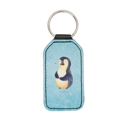 Produktbild von Mr. & Mrs. Panda schlüssel anhänger Pinguin Diät - Eisblau - Geschenk, für, Motivation, Schlüsselanhänger Mit Spruch, schlüsselbund, glücklich, Taschenanhänger