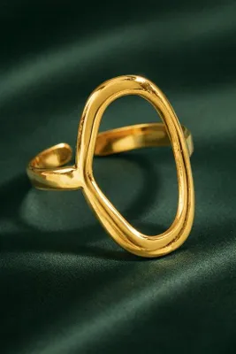 Produktbild von Lundholm Floortje Ring Damen Vergoldet – Geometrisch Offenes Design – Verstellbar One Size – Premium Edelstahl Gold PVD – Hypoallergen