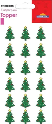 Image de Autocollants de Noël en relief - Sapins verts avec paillettes