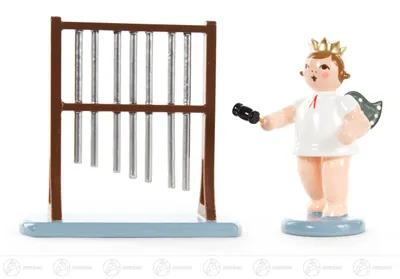 Produktbild von Engel mit Röhrenglockenspiel und Krone   BxH 70 x 70 mm NEU