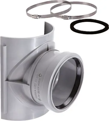 A plumbing fitting with accessories on a white background.