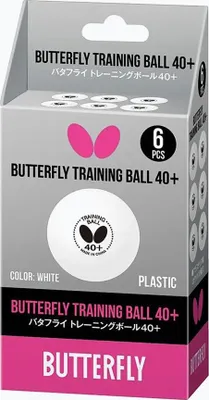 Obrázek produktu pro Tréninkové míčky na stolní tenis Butterfly 6 kusů bílé barvy.
