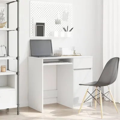Image de Maison Exclusive - Bureau blanc 86x49x76 cm Matériau dérivé du bois