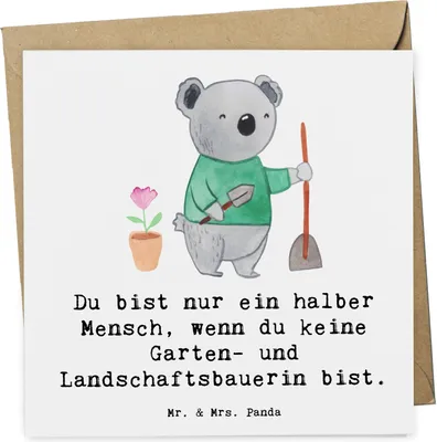 Produktbild von Mr. & Mrs. Panda Grußkarte Garten- und Landschaftsbauerin Herz - Weiß - Geschenk, Gartenbau, Lustig, Glückwunschkarte, Spruch, Klappkarte, faltkarte, doppelkarte