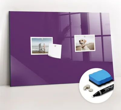 Produktbild von Magnetpinnwand Memoboard - Zubehörsatz - Weißer Marker + Schwamm + Magnete - 60 x 40 cm - Violette Farbe