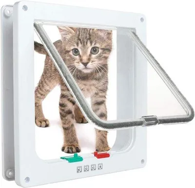 Immagine prodotto di Porta per gatti domestici a 4 ante con uscita per gatti, facile da montare - 198 x 19 x 55 cm, bianca