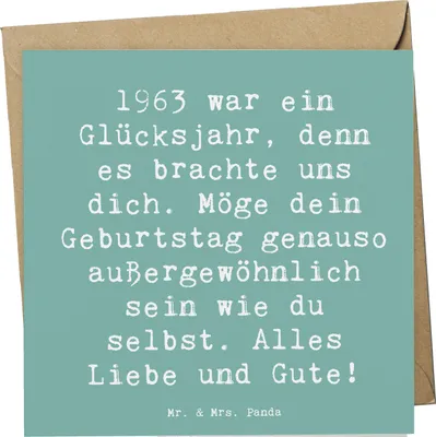 Produktbild von Mr. & Mrs. Panda Glückwunschkarte Spruch 1963 Geburtstag - Meeresbrise - Geschenk, Happy Birthday, alles Gute, geboren, Grußkarte, Alter, doppelkarte, Erinnerungen