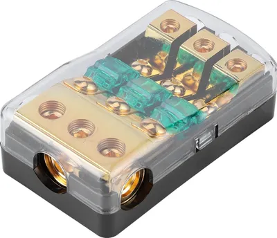 Imagen del producto de Bloque de distribución de fusibles, Bloque de distribución, Bloque de distribución de 3 vías, Portafusibles Mini ANL, Portafusibles para audio
