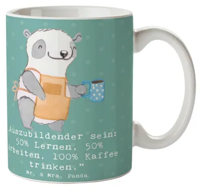 Produktbild von Mr. & Mrs. Panda Kaffeetasse Auszubildender - Meeresbrise - Geschenk, handgefertigte Geschenke, Keramiktasse, Arbeiten, personalisierte, besonderer Moment, Berufsleben