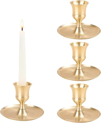 Productafbeelding van Set van 4 kaarsenstandaarden, goud, 8 cm hoog, geschikt voor stompkaarsen van 1-3 cm, voor tafeldecoratie