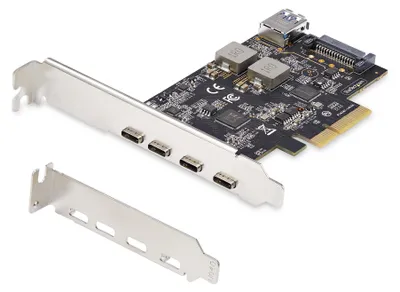 Obrázek produktu pro StarTech.com PS4C3IA3-USB-C-CARD, PCIe, USB typu C, Plná výška / nízký profil, PCI 3.0, SATA 15-pin, Černá