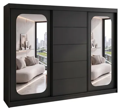 Produktbild von BELANO Schwebetürenschrank 200 cm mit Spiegel – Kleiderschrank mit Schiebetüren, Innenausstattung:  Premium