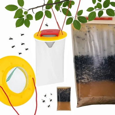 Zdjęcie produktu dla Pułapka na muchy owady worek z wabikiem muchołapka do ogrodu tarasu balkonu ekologiczna bez chemii 2000 ml
