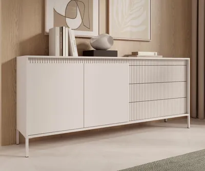 Image de AX LIVING Trentinis 187 2T3S Grande commode beige 187,1 cm, finition striée