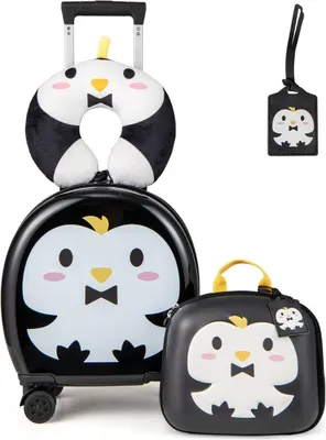 Immagine prodotto di Valigia per bambini 4 pezzi + zaino Trolley per bambini 10"+14" con ruote nero