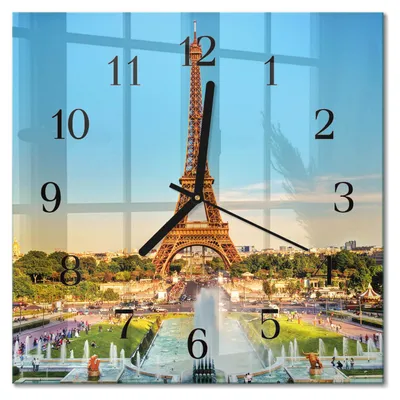 Produktbild von Tulup Glasuhr Wanduhr Küchenuhr Echt-Glas 30x30 cm Modern Dekorativ Geräuschlos Schwarzen Zeigern - Paris