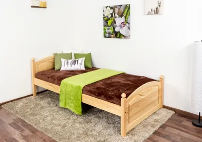 Produktbild von Einzelbett / Gästebett Kiefer massiv Vollholz natur 82, inkl. Lattenrost - 100 x 200 cm (B x L)