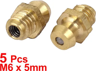Image de Graisseur Droit M6 x 5mm Filetage Mâle Raccords Fixation Graisseur Laiton 5pcs
