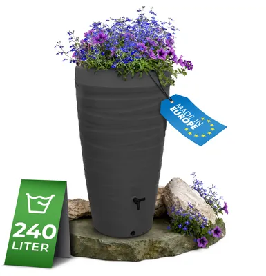 Produktbild von YourCasa Regentonne 240 Liter [Wave Design] - Frostsicher & UV-beständig Anthrazit