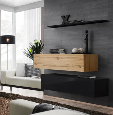 Produktbild von Wohnzimmermöbel Luxus Wohnwand 130 cm Designer Garnitur Set 3tlg Wandschrank
