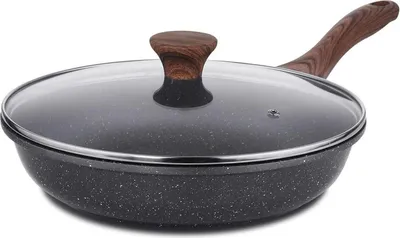 Obrázek produktu pro Nepřilnavá pánev s poklicí 24 cm Švýcarský granitový povrch Pánev na omelety
