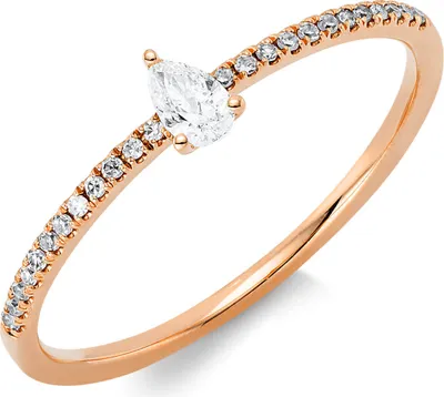 Produktbild von Ring Tropfen aus 750 Gold Rotgold 25 Diamanten 0,18ct B:2,8mm Innenumfang 54mm  Ø17.2mm