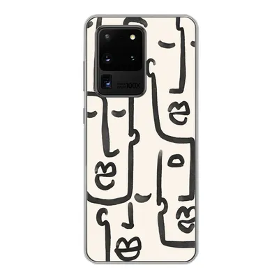Produktbild von MuchoWow® Handyhülle Schutzhülle Hülle für Samsung Galaxy S20 Ultra Muster - Abstrakt - Linienkunst Silikon Softcase Handy Hülle - Karteninhaber