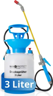 Produktbild von Nanoprotect Drucksprüher 3 L | Universelle Sprühflasche für Essigsäure, Wasser, Dünger und mehr | Mit Schlauch, Tragegurt und Verstellbarer Düse