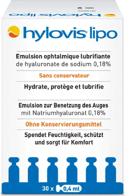 Zdjęcie produktu dla Hylovis lipo krople do oczu pipety jednodawkowe 30X0,4 ml