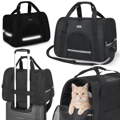 Produktbild von ZAGATTO schwarze Tiertransportbox, reflektierende Reisetasche für Hunde, 51 × 36 × 28 cm Einheitsgröße
