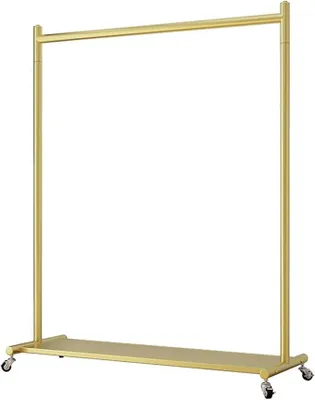 Imagen del producto de Percha portátil para ropa con ruedas, estructura metálica robusta con estante, diseño ajustable para colgar ropa, capacidad de 75 kg (80 x 40 x 165 cm)