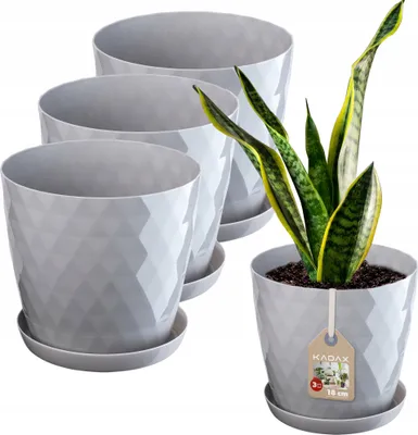 Obrázok produktu pre Plastové kvetináče KADAX "Amily", kvetináč s podšálkou. Kvetináč, 18 cm, sivý, 3 kusy