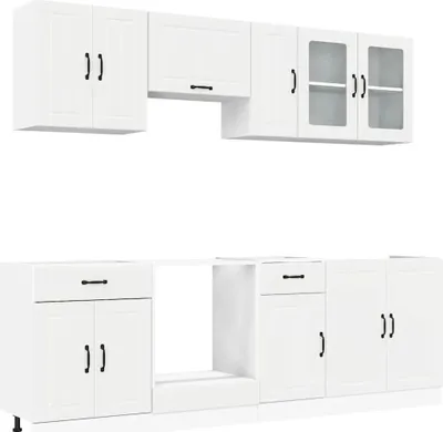 Imagen del producto de vidaXL Juego de 8 armarios de cocina Kalmar, color blanco, fabricado en material de madera