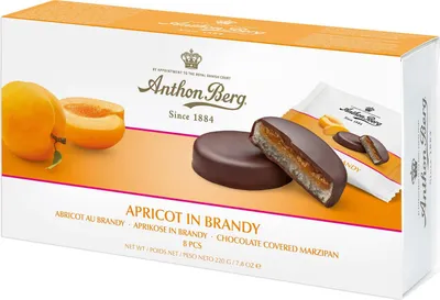 Image de Anthon Berg Pâtisseries d'abricot au Brandy Marsipan et chocolat 220g