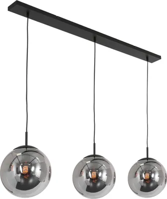 Produktbild von Steinhauer Pendelleuchte Bollique 3-flammig Schwarz/Rauchglaskugeln 120x25cm