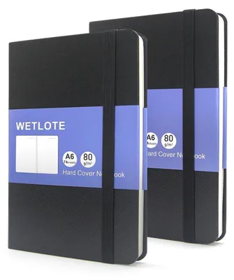 Image de Cahier A6, format 9x14 cm, couverture rigide, quadrillé, lot de 2, 74 feuilles, grammage 80 g/m², couleur noire