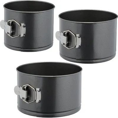 Produktbild von Famanu Springform Set - Hoch - 3 Größen Ø 14/16/18 cm - Rund - Antihaftbeschichtung - Stahl - Anthrazit