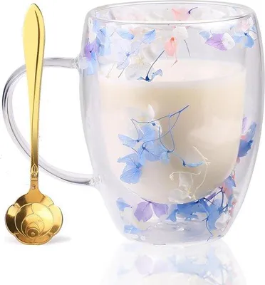 Produktbild von Famanu Teeglas mit getrockneten Blumen - 350 ml - doppelwandig