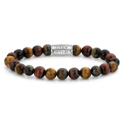 Immagine prodotto di Bracciale a sfere da uomo Rebel & Rose, Chi ha paura della tigre, 8 mm