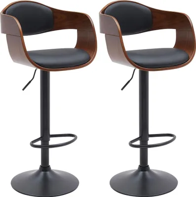 Image de 2 chaises de bar Kingston B - similicuir, structure noire - noyer/noir