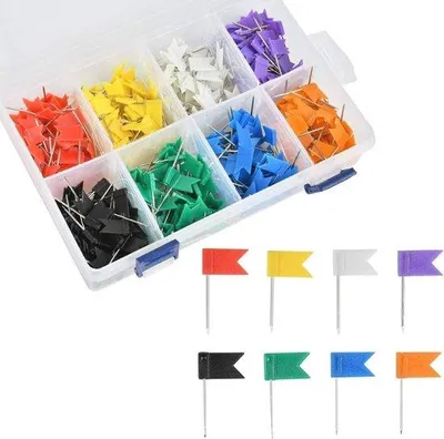 Produktbild von Famanu Markierungsnadeln und Flaggen-Pins für Karten - 400 Stück