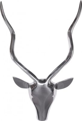 Hirschgeweih Deko Hirschkopf Silber Wanddekoration Wand Metall Jagdtrophäe groß