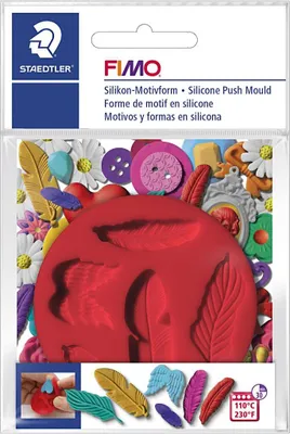 Produktbild von FIMO Silikon Motiv Form "Feathers" 5 Feder Motive rot